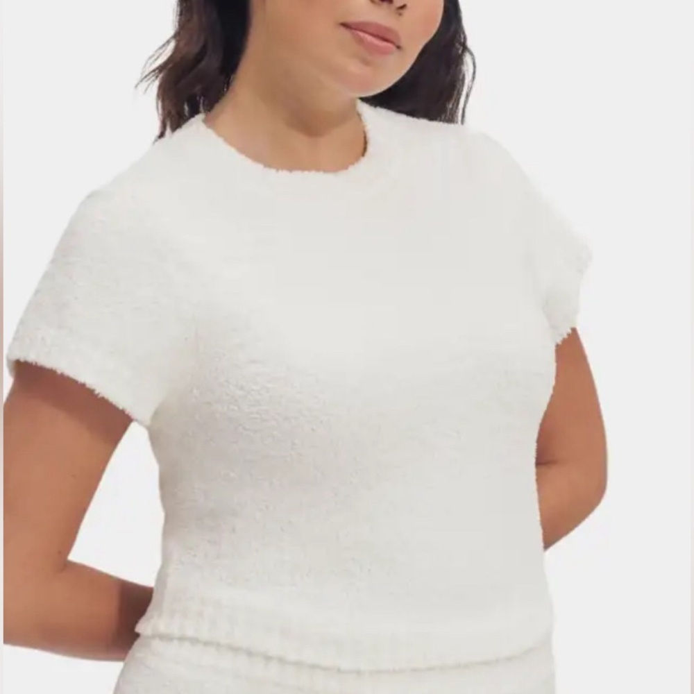 Ugg Ladies Crop Top White Women’s‎ Size Large Zadie Teddy Bear Top New With Tags